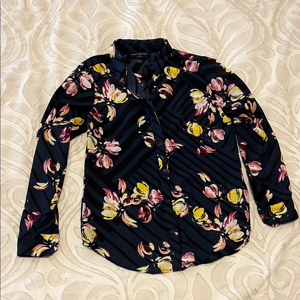 Navy/Floral Button Down Shirt